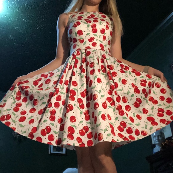 Dressy Star Dresses & Skirts - 4/$25 Dressy Star White Cherry 50’s Style Dress XS